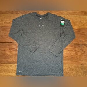 Nike Shirt Boy's Size XL Gray Long Sleeve Dri Fit  Logo NWT Retro
